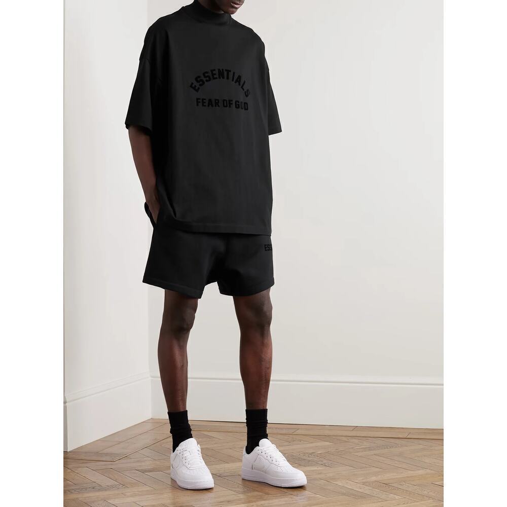 Fear Of God Essentials SS23 Mock Neck Half Sleeve Oversized T-Shirt Jet Black XS - Picture 2 of 12